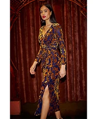 Yumi Women's Dresses Velour Stretch Midi Dress