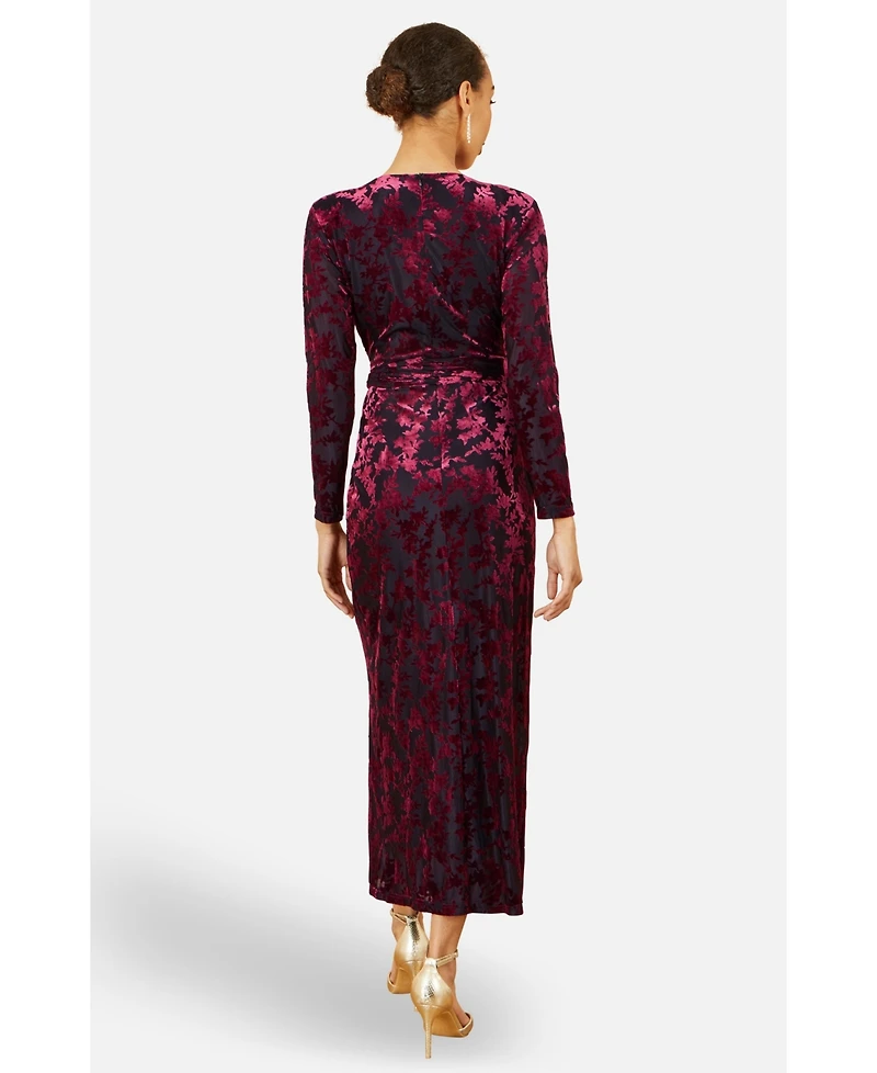 Yumi Women's Dresses Velour Stretch Midi Dress