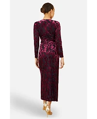 Yumi Women's Dresses Velour Stretch Midi Dress