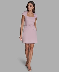 Bcbg Women's Scuba Square Neck A-Line Dress