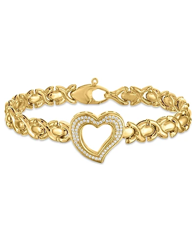 Macy's Diamond Open Heart Xo Link Bracelet (1/3 ct. t.w.) in 14k Gold Over Sterling Silver