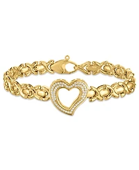 Macy's Diamond Open Heart Xo Link Bracelet (1/3 ct. t.w.) in 14k Gold Over Sterling Silver