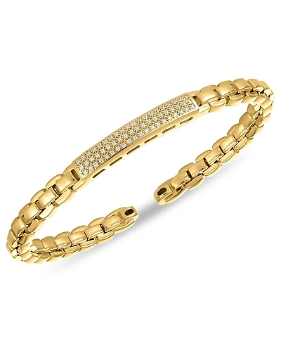 Macy's Diamond Bar Box Chain Cuff Bangle Bracelet (1/3 ct. t.w.) in 14k Gold Over Sterling Silver