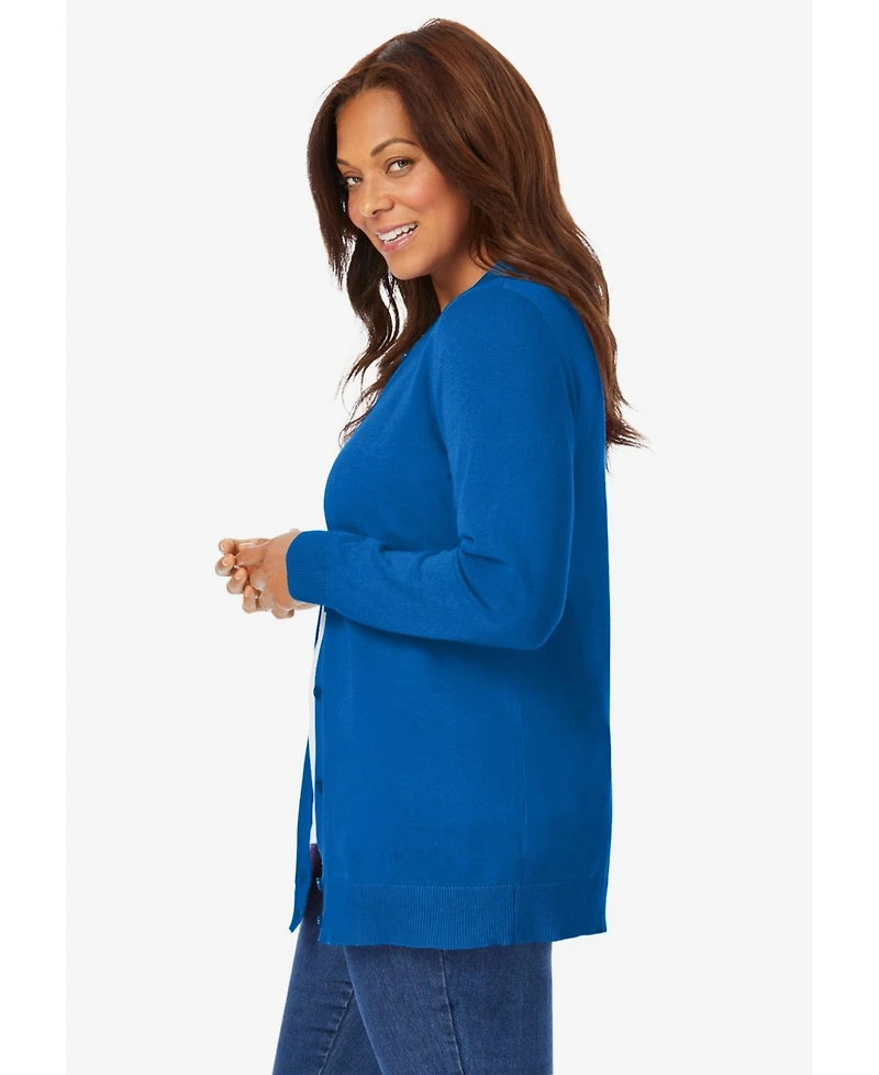 Woman Within Plus Perfect Long-Sleeve Cardigan