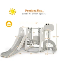 Skonyon 6 in 1 Toddler Slide and Swing Set with Ball Games