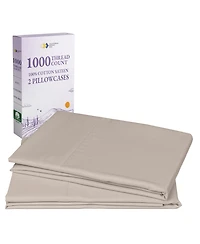 Luxury 1000 Thread Count Standard / Queen Pillow Cases Set of 2 Cotton - 100% Sateen, Smooth, Crisp and Cooling