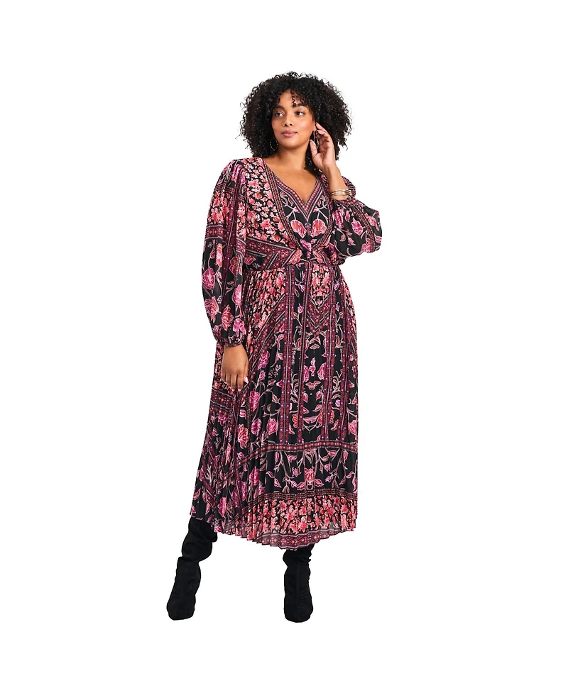 Avenue Women's Harmony Twist Front Pleated Dress