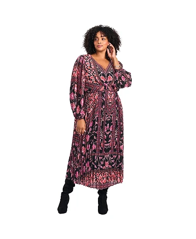 Avenue Women's Harmony Twist Front Pleated Dress