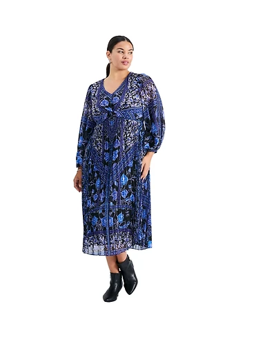 Avenue Women's Plus Harmony Twist Front Pleated Dress