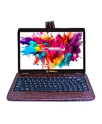 Linsay New 10.1" Tablet Octa Core 128GB Android 14 and Exclusive Luxury Brown Crocodile Keyboard case