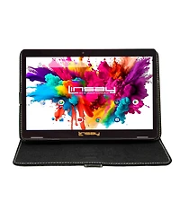 Linsay New 10.1" Tablet Octa Core 128GB Bundle with Black Leather Case Newest Android 14