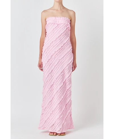 endless rose Women's Strapless Ruffled Maxi Dress