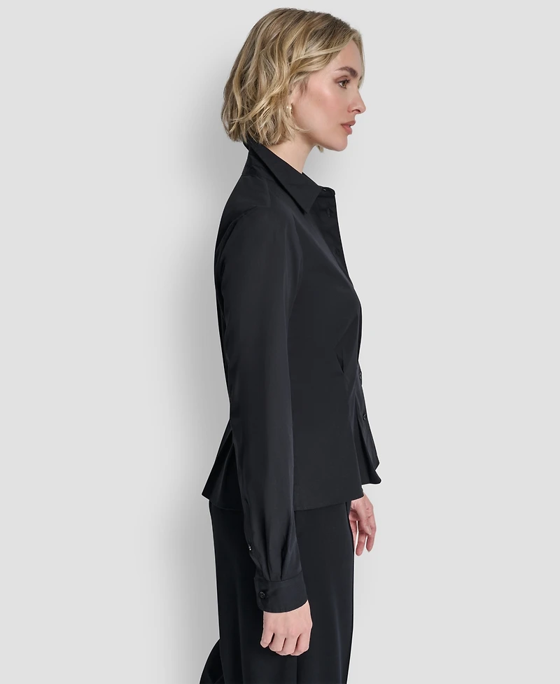 Dkny Women's Pleated Button-Up Blouse