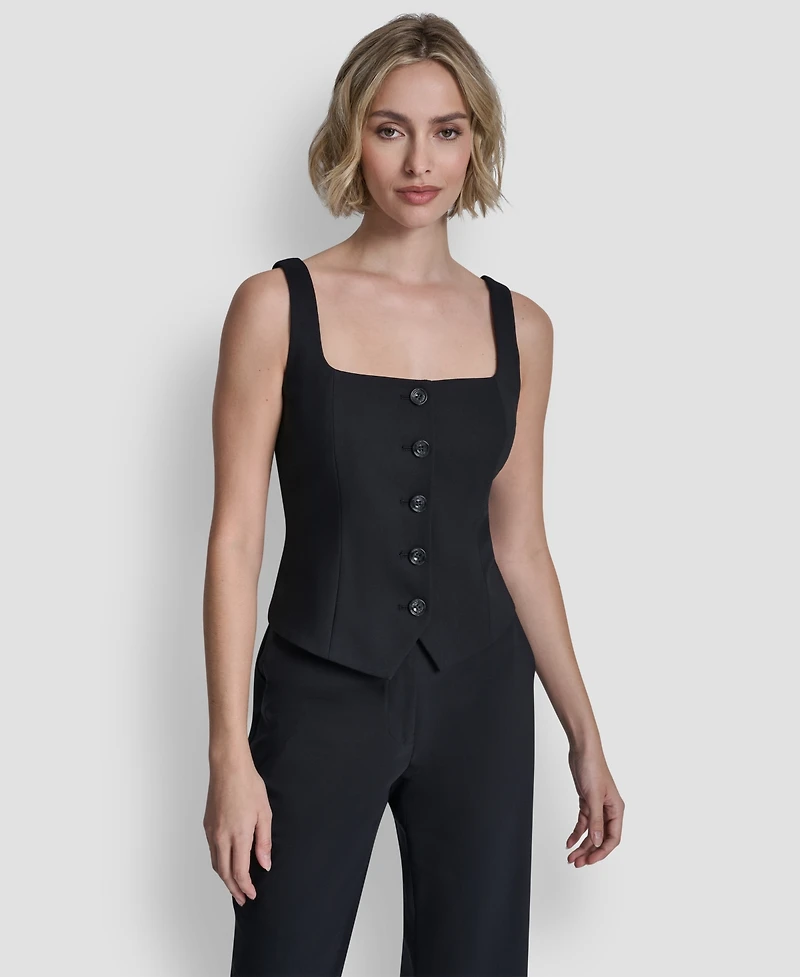 Dkny Women's Button Front Vest Top