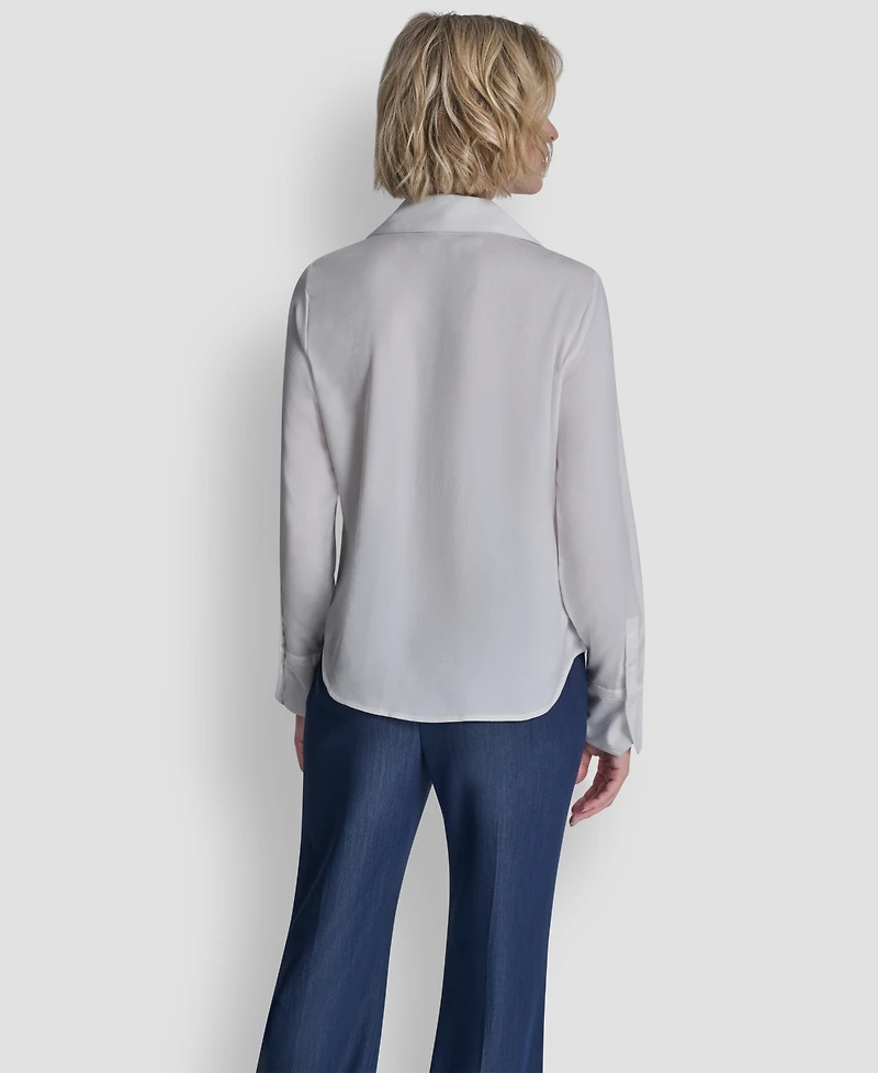 Dkny Women's Collared Button-Up Blouse