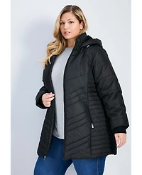 Avenue Women's Triple Chevron Hooded Puffer Jacket