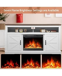 Cowsar Electric Fireplace with Mantel-60'',Wall Mounted Recessed/Insert Fireplace Heater, 4 Flame Colors &12 Crystal Bed Colors with Remote Control