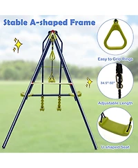 Skonyon 3-in-1 Outdoor Swing Set for Kids Aged 3 to 10