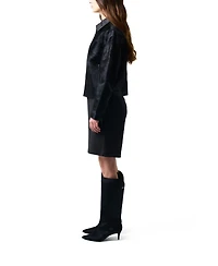 Velez Women's Antares Jacket in Leather with Hair for Women, Trucker Silhouette