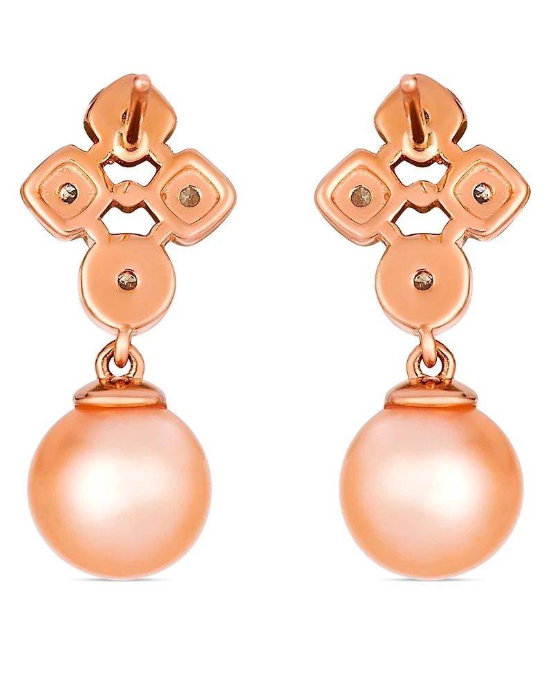 Le Vian Freshwater Pearl (7-8mm) and Nude Diamond (0.15 ct. t.w.) Earrings in 14k Strawberry Gold