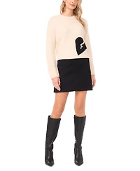 Vince Camuto Women's Heart Motif Crewneck Sweater