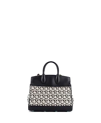 Pre-Owned Salvatore Ferragamo Small Studio Satchel Embroidered Canvas and Leather