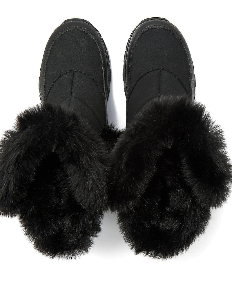 Lands' End Women's Wide Width Expedition Faux Fur Waterproof Puffer Snow Boots