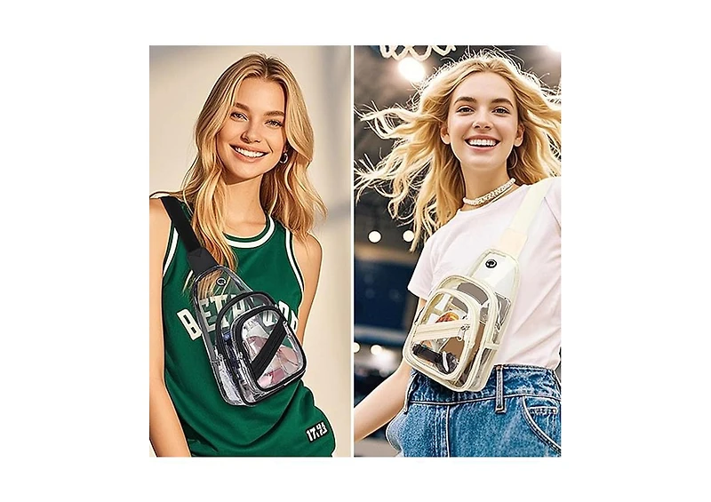 Batfox Clear Bag for Stadium Events, Clear Backpack Purse for Women Waterproof Pvc Crossbody Fanny Pack for Concert