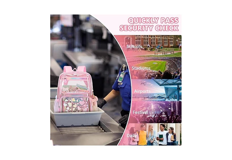 Batfox Clear Backpack for School Girls, Heavy Duty Tpu Transparent Backpack Stadium Events Approved, Clear Bookbag