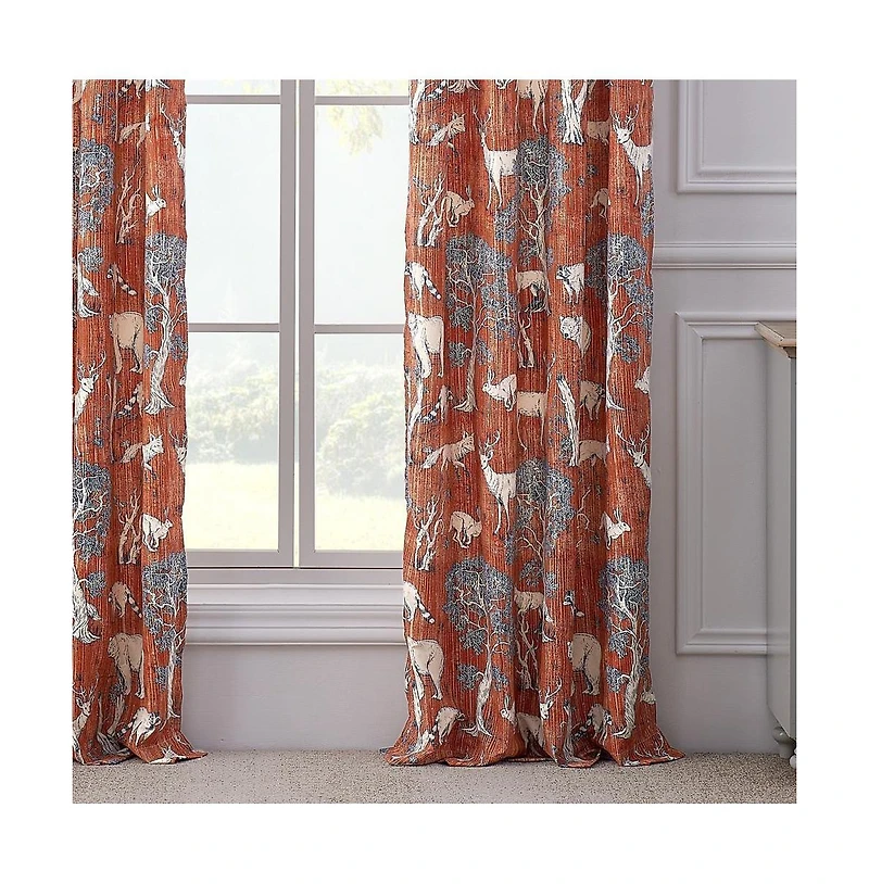 Barefoot Bungalow Greenland Home Fashions Menagerie Window Panel Pair - 42x84", Saffron