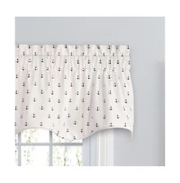 Ellis Curtain Voyage Lined Scallop 3" Rod Pocket Valances for Windows 50" x 17" Navy