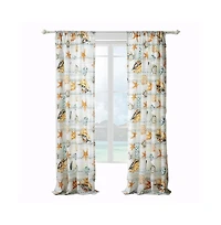 Greenland Home Fashions Kona Luxurious 3" Rod Pocket Curtain Panel Pair with Tiebacks 42" x 84" Ocean