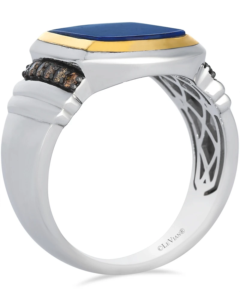 Le Vian Lapis (4.05 ct. t.w.) and Chocolate Diamond Ring (0.32 ct. t.w.) in Silver and 14k Honey Gold