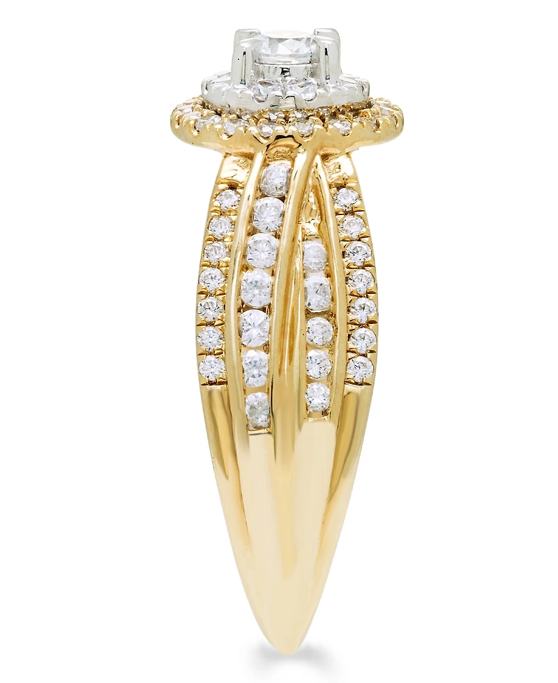 Macy's Diamond Halo Ring (1 ct. t.w.) in 14k Two-Tone Gold