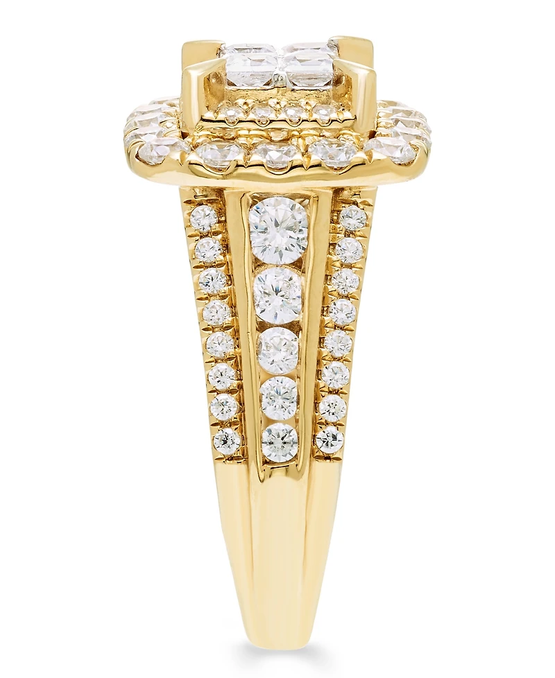 Macy's Diamond Multi Princess Halo Ring (2 ct. t.w.) in 14k Yellow Gold