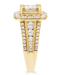 Macy's Diamond Multi Princess Halo Ring (2 ct. t.w.) in 14k Yellow Gold