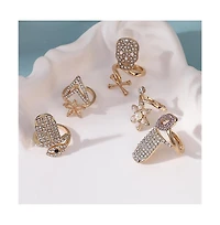Sohi Women's The Bling-Bloom Nail Rings - California Gold Set Of 5