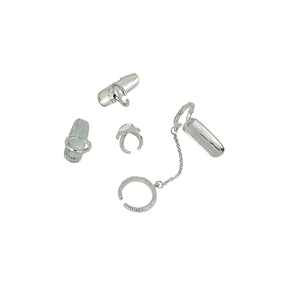 Women's The Jasmine Nail Rings - Metallic Silver (Set Of 4)