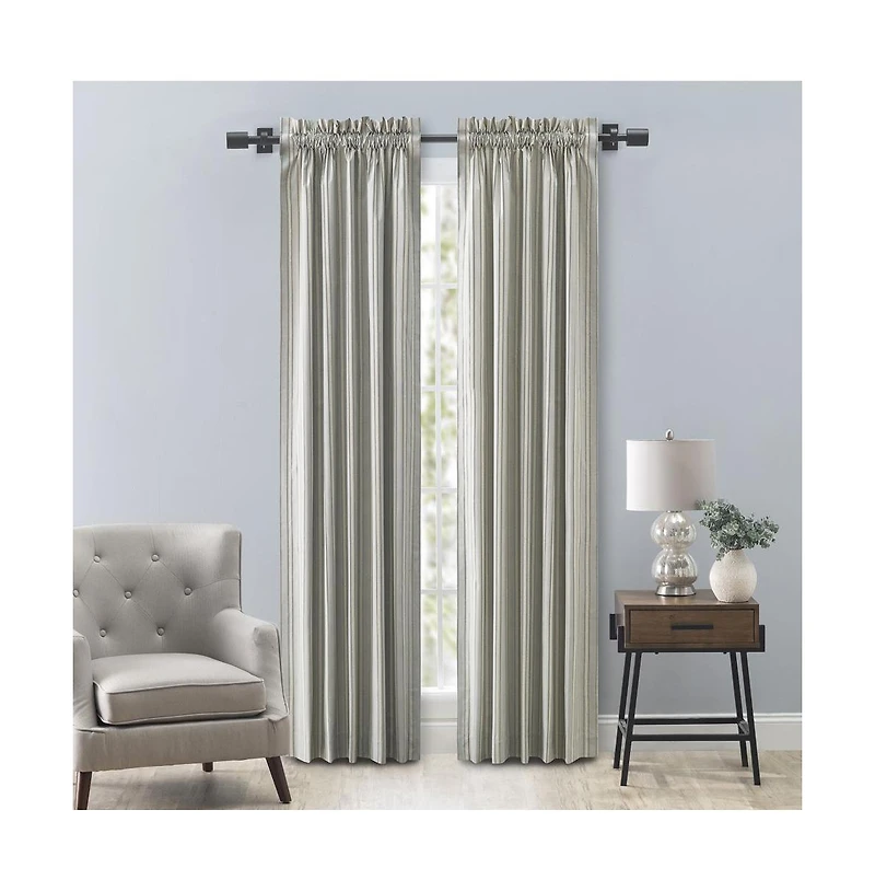 Ellis Curtain Springfield Stripe Tailored 3" Rod Pocket Curtain Panel Pair with Ties 82" x 84