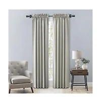 Ellis Curtain Springfield Stripe Tailored 3" Rod Pocket Curtain Panel Pair with Ties 82" x 84