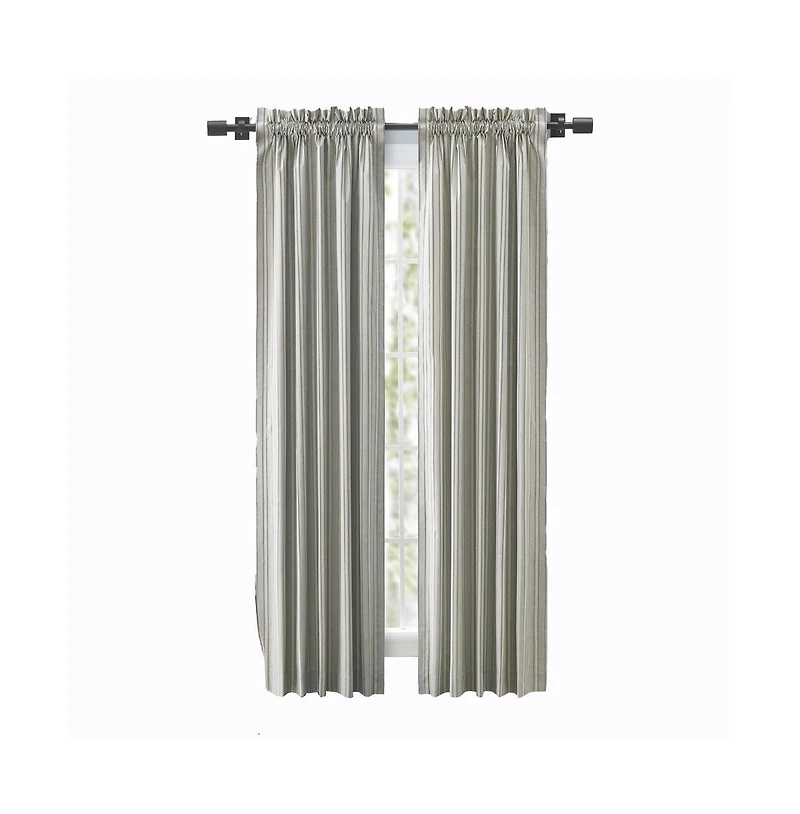Ellis Curtain Springfield Stripe Tailored 3" Rod Pocket Curtain Panel Pair with Ties 82" x 84
