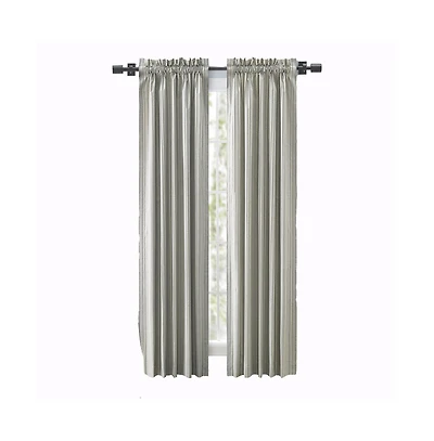 Ellis Curtain Springfield Stripe Tailored 3" Rod Pocket Curtain Panel Pair with Ties 82" x 84