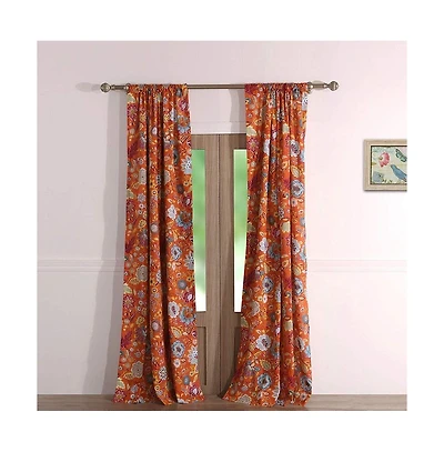 Greenland Home Fashion Astoria Festive And 3" Rod Pocket Window Curtain Panel Pair