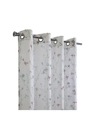 Habitat 100% Polyester Hazel Sheer Faux Linen Floral Grommet Curtain Panel 52" x 63" in Pink