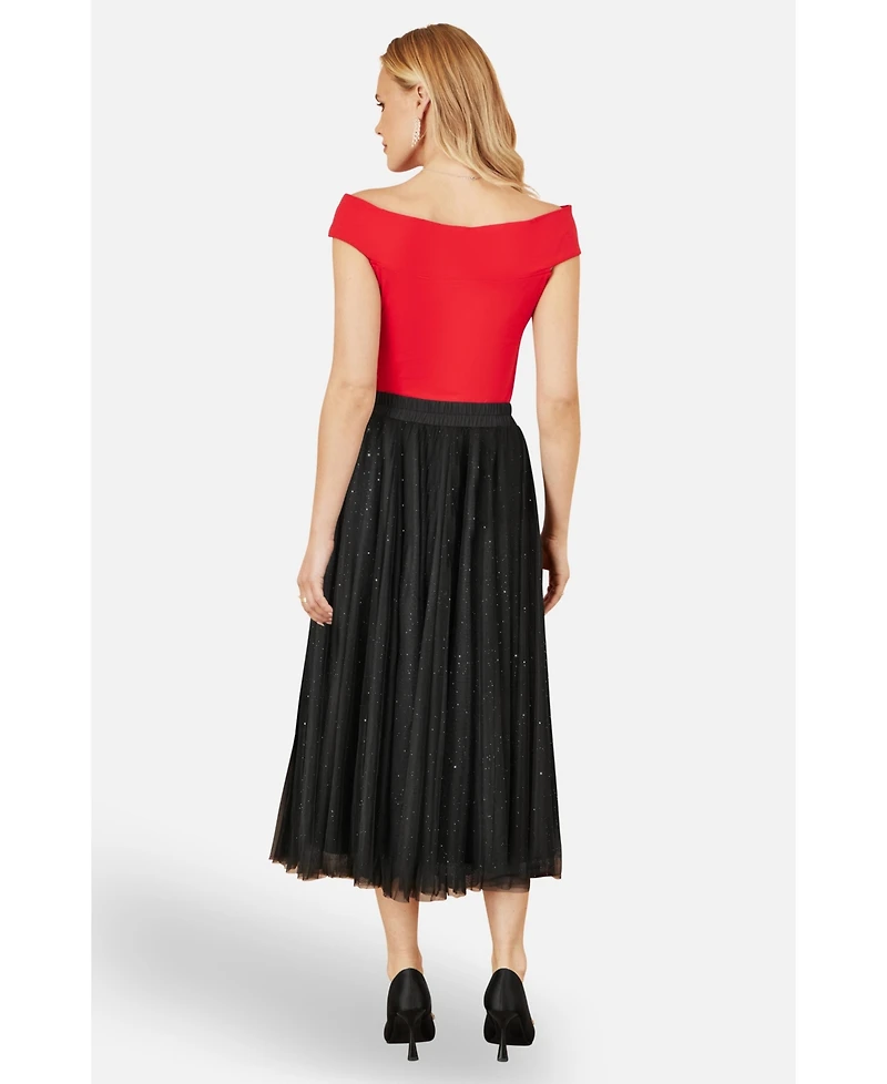 Yumi Women's Sparkle Mesh Tulle Skirt