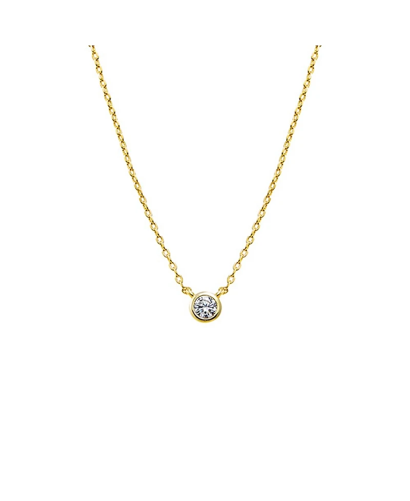 By Adina Eden Mini Cubic Zirconia Bezel Pendant Necklace