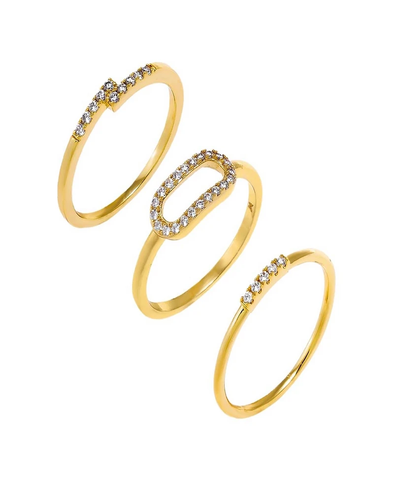 by Adina Eden Pave Accented Gold-Plated Rings Combo Set