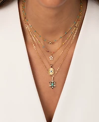 by Adina Eden Pave Star Multi Color Gold Plated Beaded Necklace