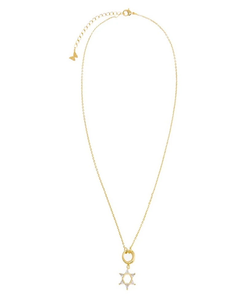 by Adina Eden Cubic Zirconia Triangle Star Of David Toggle Necklace