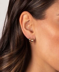 by Adina Eden Solid Snake Gold Plated Huggie Earring Combo Set